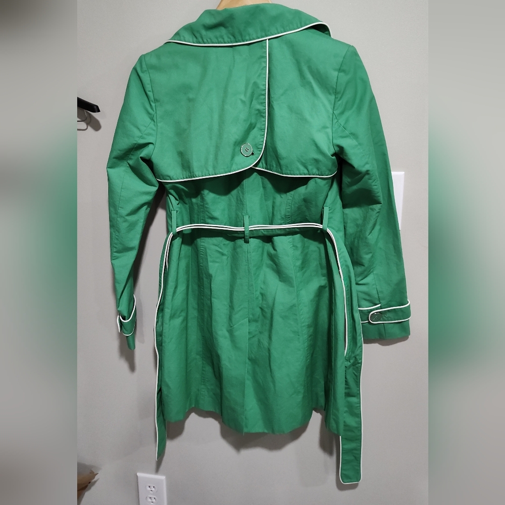 Tommy Hilfiger Women's Kelly Green Double Breasted Belted Trench Coat, Size S - Picture 2 of 11